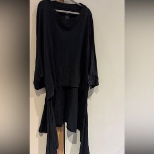 The frock Black Asymmetrical Tunic tie Top,